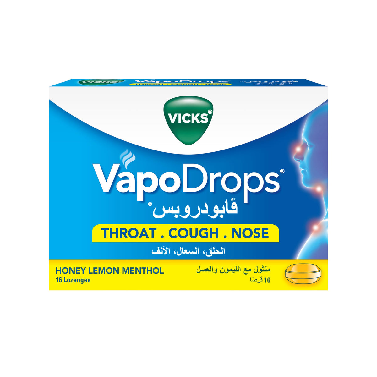 Vicks VapoDrops Cough & Sore Throat Lozenges - Honey Lemon Menthol (16 Count)