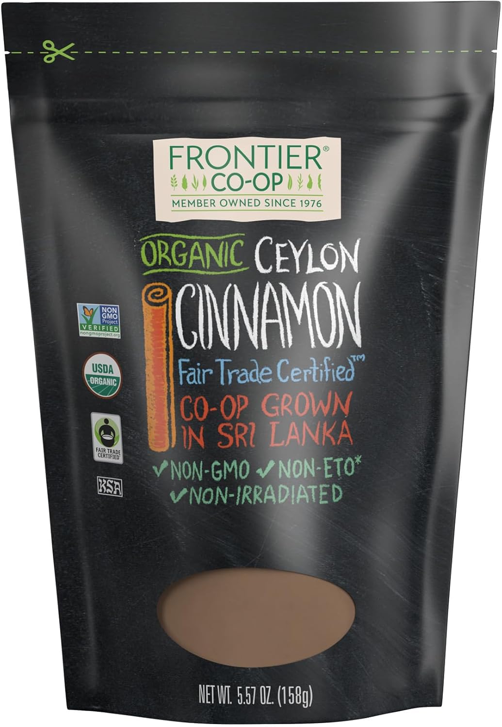 مسحوق قرفة سيلان الحقيقية العضوية (Ceylon True Cinnamon Powder) - فرونتير كواب (Frontier Co-op) - 5.57 أونصة - القرفة الحقيقية للخبز والصحة