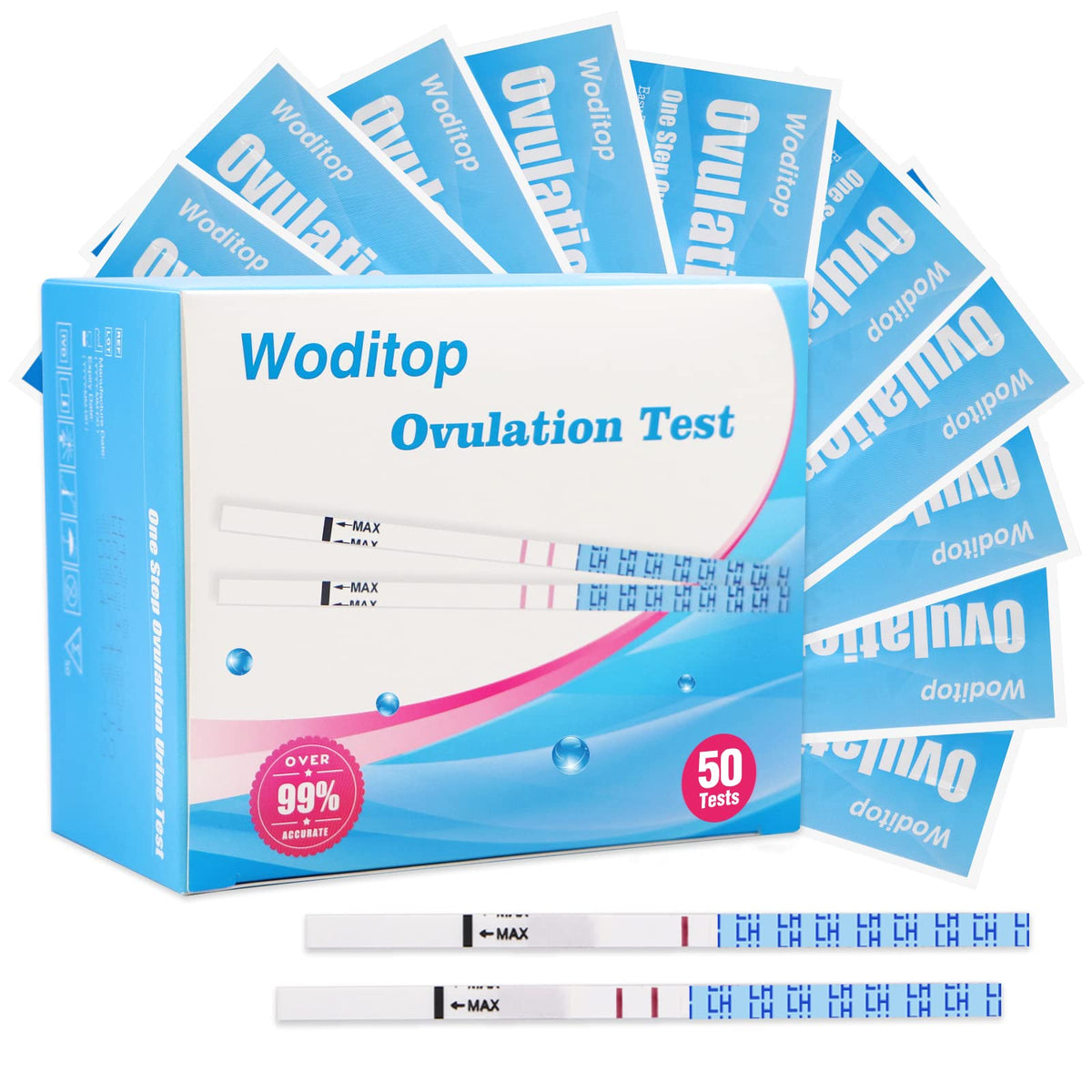 50 Pack Ovulation Predictor Test Strips - Fast Home Fertility Self-Checking Kit
