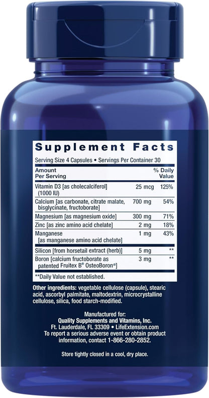 Life Extension Bone Restore – Helps Maintain Healthy Bone Density - Calcium, Vitamin D3, Magnesium, Zinc, Boron and Other Bone-Healthy Minerals - Non-GMO, Gluten-Free – 120 Capsules