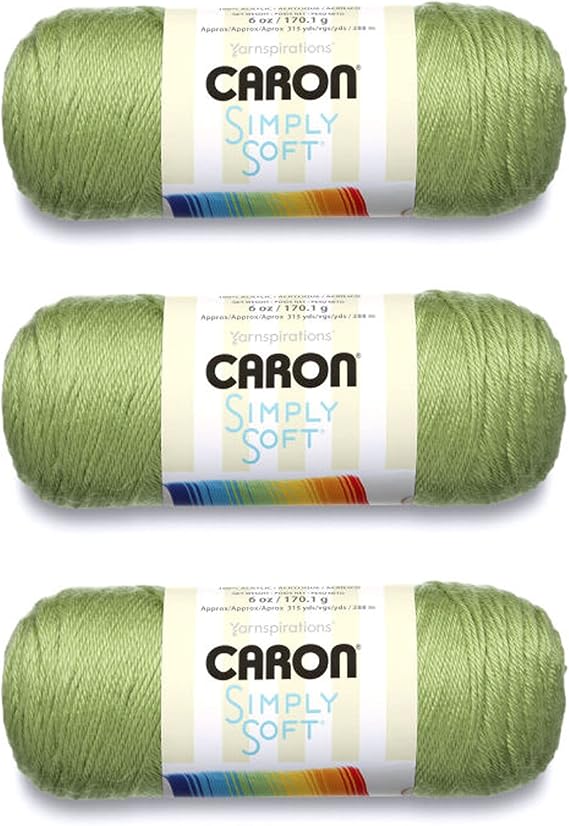 "Caron Simply Soft Pistachio Yarn (3-Pack) - Worsted Weight Acrylic Yarn for Knitting, Crochet & Crafts"