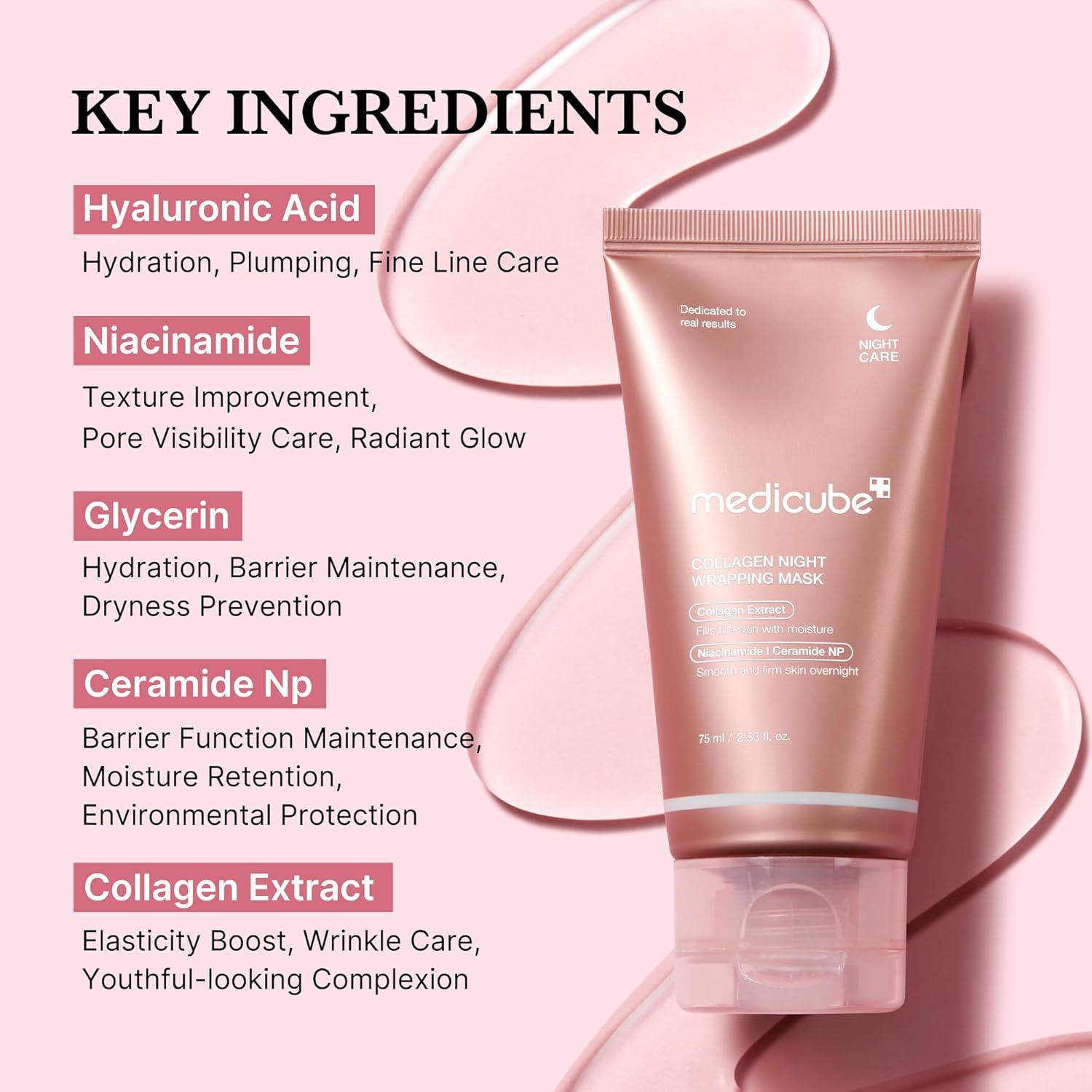 Medicube Collagen Overnight Mask، 2.53 أونصة، 1 حقيبة.