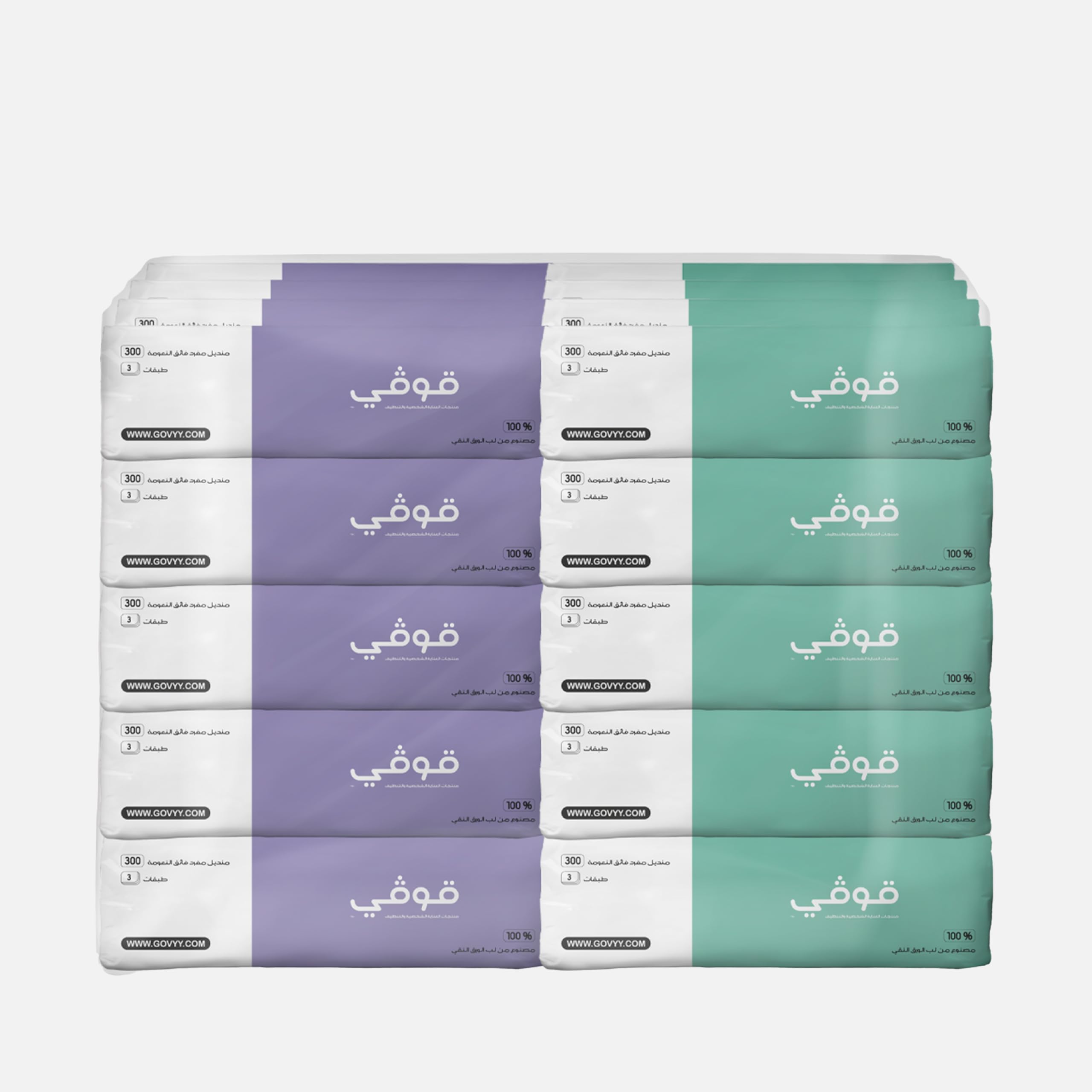 Govyy Ultra-Soft 3-Ply Facial Tissues - 50 Boxes of 300 Sheets | Cotton-Like Feel for Sensitive Skin Daily Use