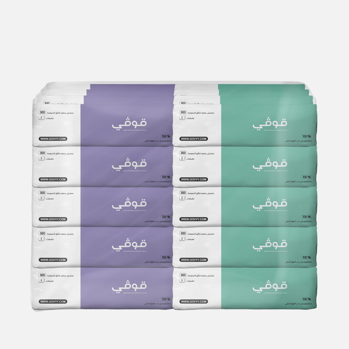 Govyy Ultra-Soft 3-Ply Facial Tissues - 50 Boxes of 300 Sheets | Cotton-Like Feel for Sensitive Skin Daily Use