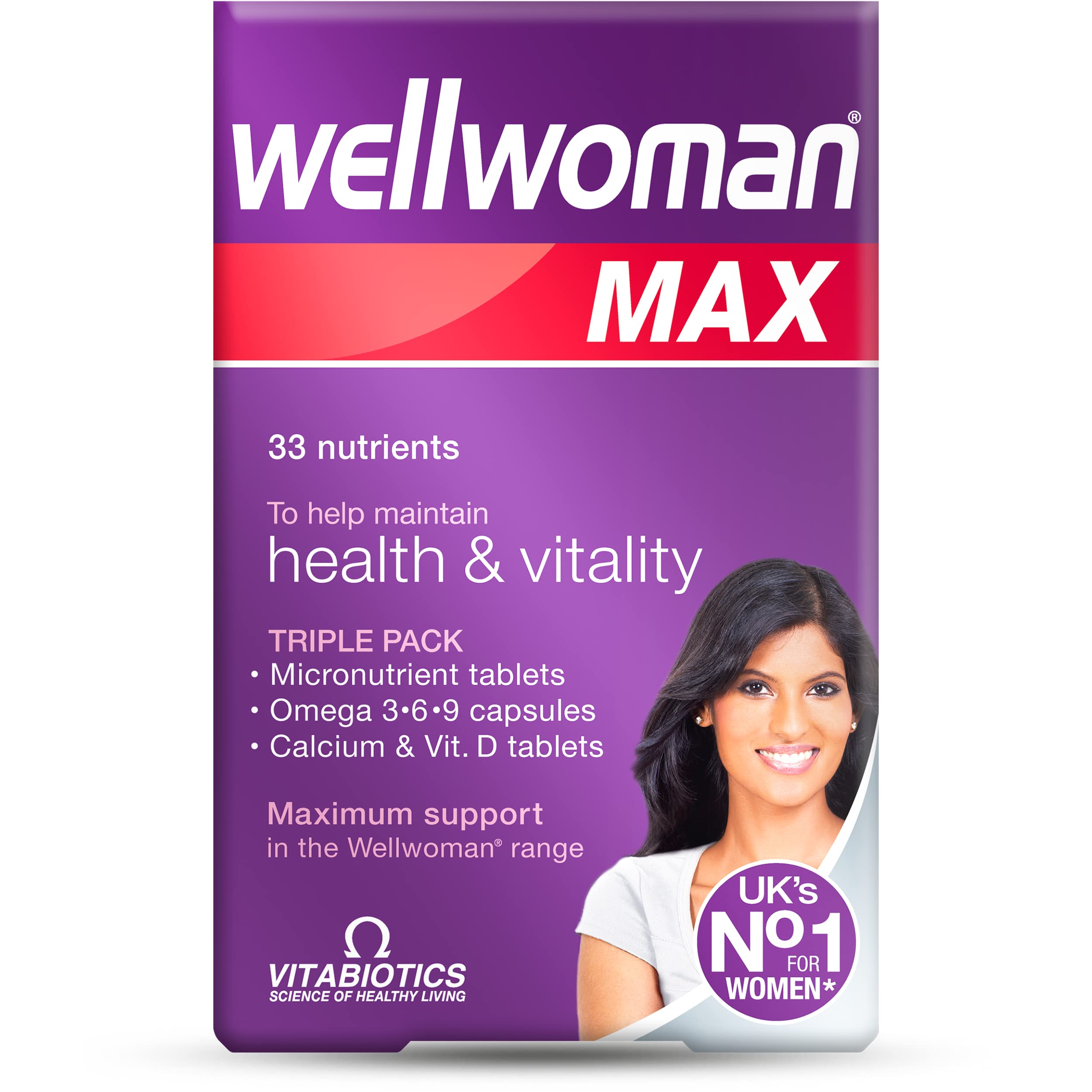 Vitabiotics WellWoman Max Women's Multivitamin - Omega 3, 6, 9 & Calcium D - 84 Count