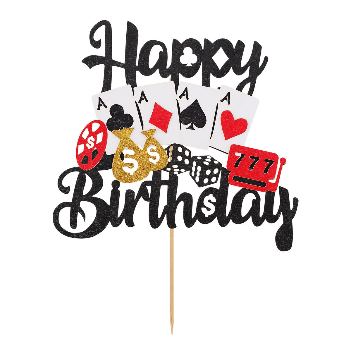 Gosknor Happy Birthday Casino Cake Topper - Poker Game Theme Decoration