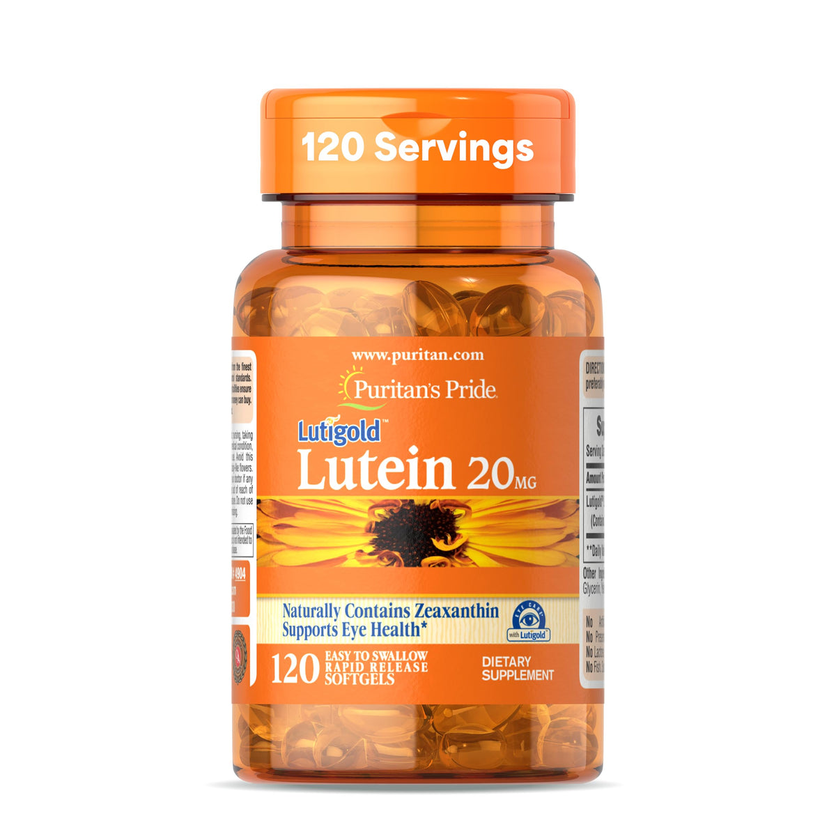 Puritan's Pride Lutein + Zeaxanthin Eye Health Supplement - 120 Softgels