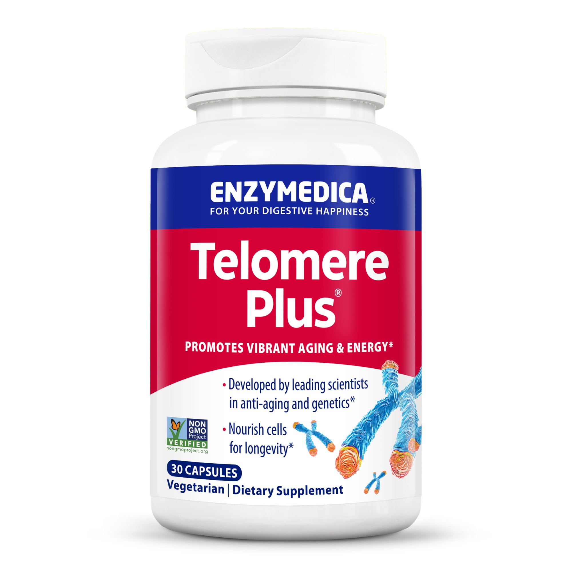 Enzymedica Telomere Plus - Cellular Health & Longevity Support, 30 Capsules