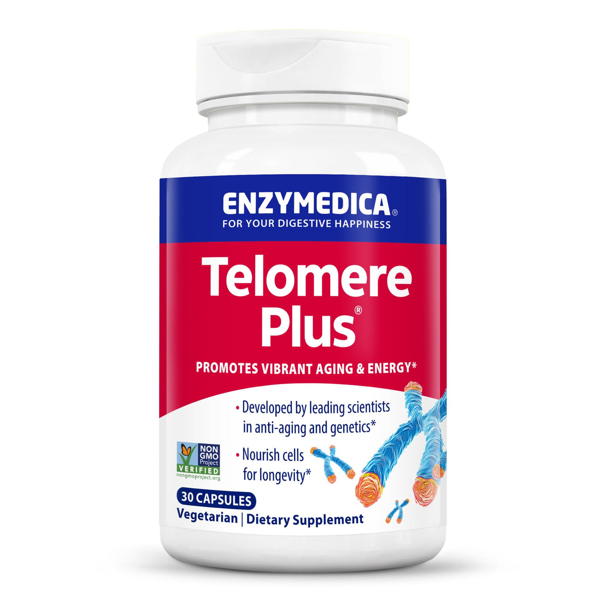 Enzymedica Telomere Plus - Cellular Health & Longevity Support, 30 Capsules
