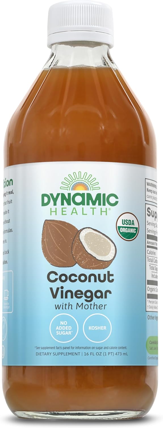 Organic Raw Coconut Vinegar 473ml by Dynamic Health - Natural Health Supplement