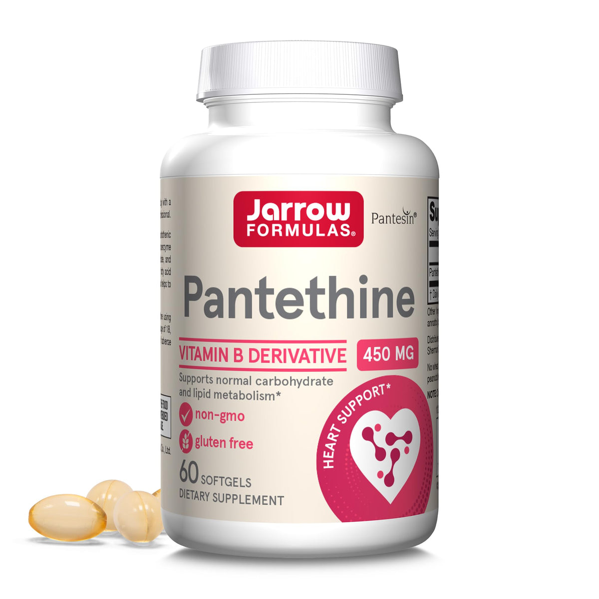 Jarrow Formulas Pantethine 450mg - 60 Soft Gels for Cardiovascular Health
