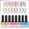 Azonee 8-Piece Glitter Holographic Nail Gel Polish Set | Shimmer Cat Eye Collection