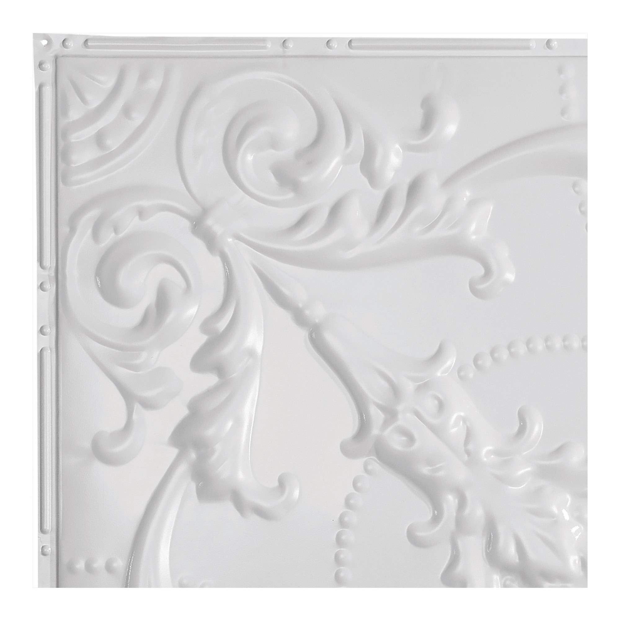 Saginaw Gloss White Ceiling Tile Sample (12x12 Inch) - DIY Home Renovation