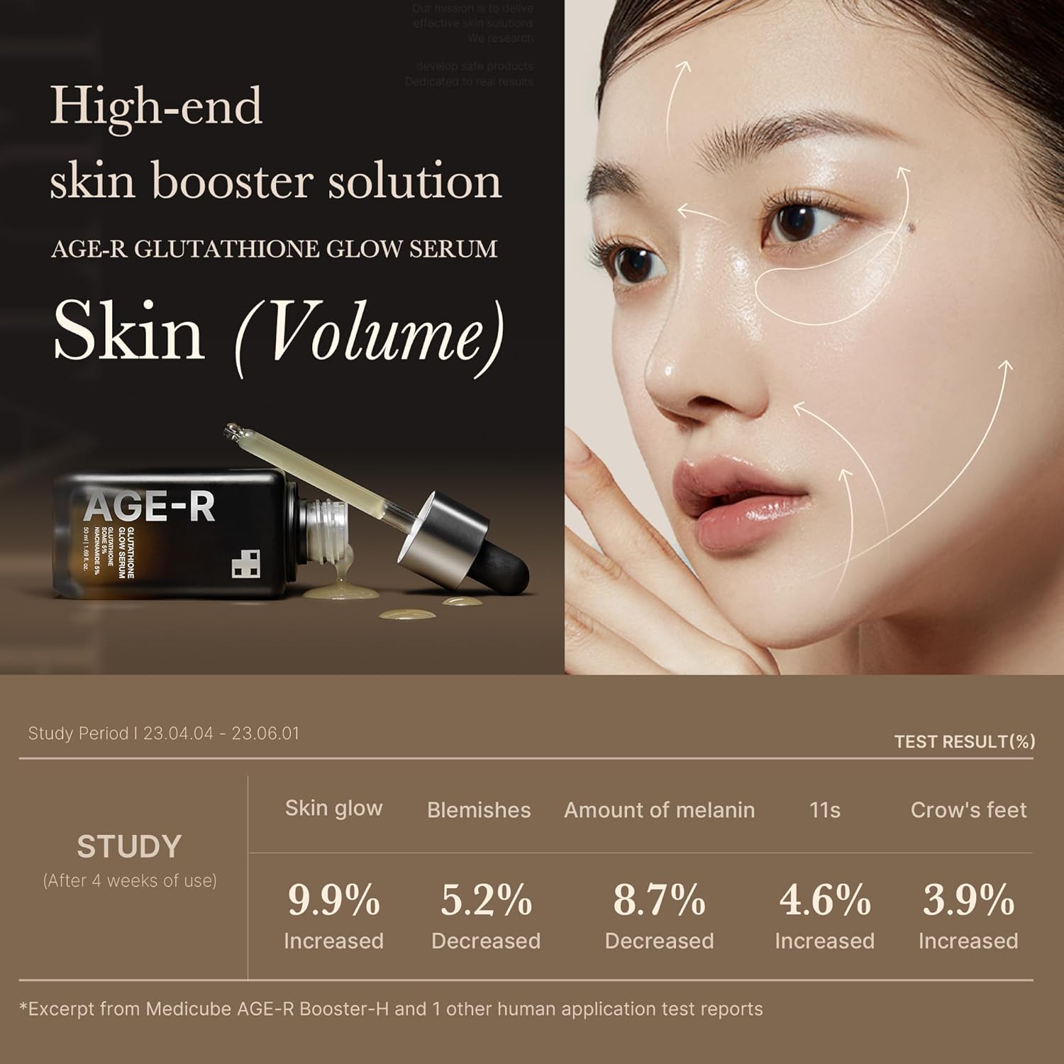 美迪큄 AGE-R Glutathione Glow Serum，专属色素和弹性精华，24小时纯粹光彩，活性光泽技术，日常使用，韩国护肤