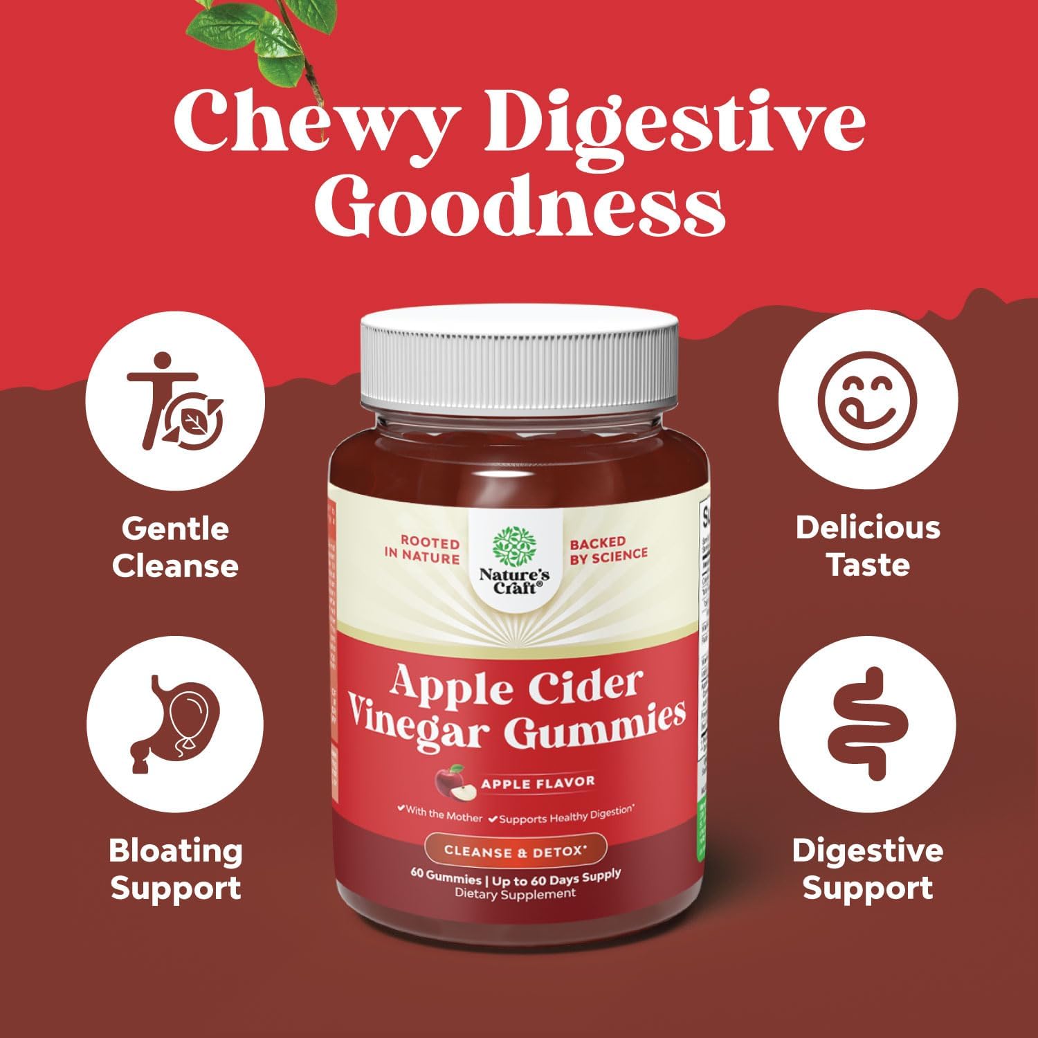 Apple cider vinegar gummies with B12 for metabolism and energy.