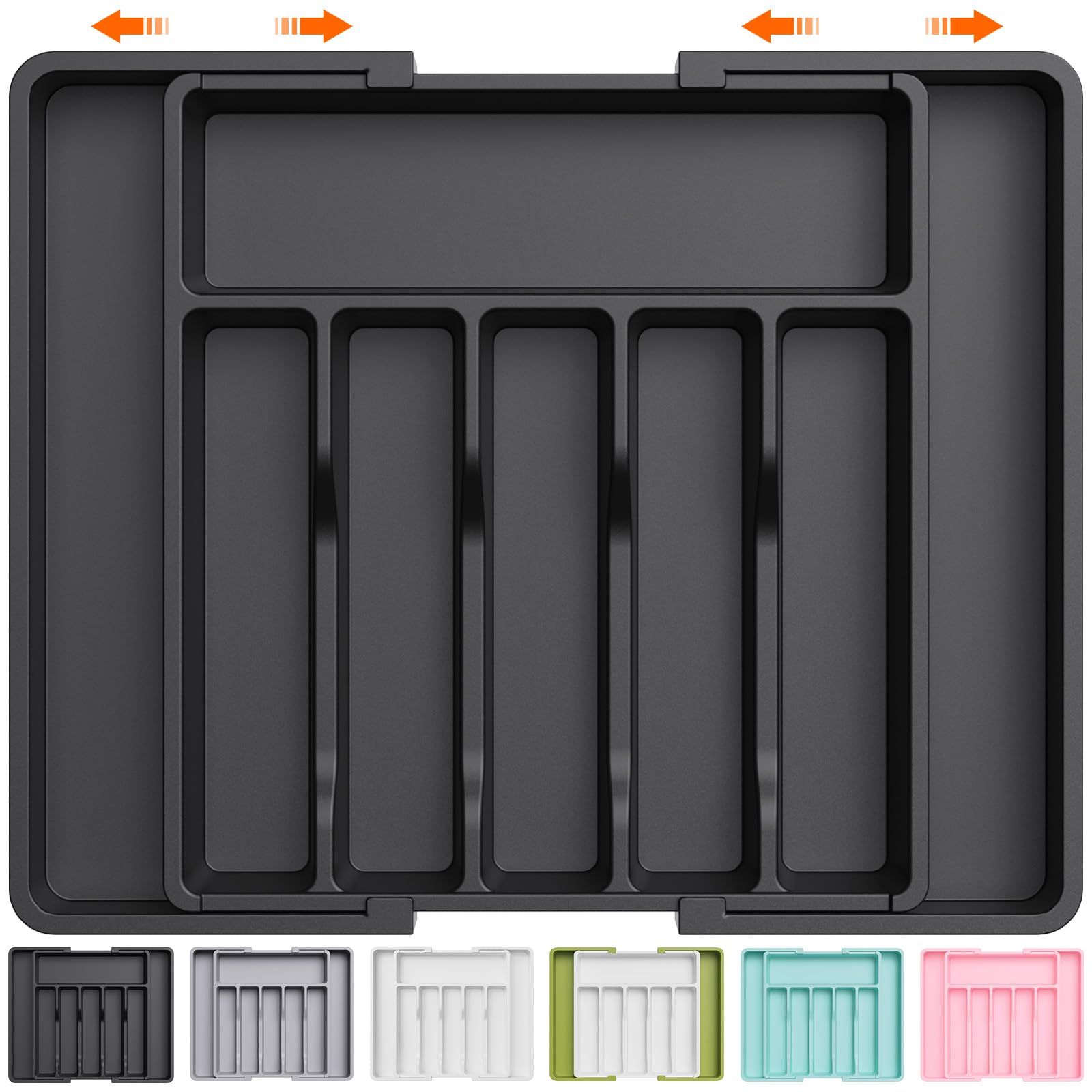 Lifewit Expandable Cutlery Drawer Organizer - Black