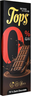 Topps Sugar-Free Dark Chocolate Bar 70% Cocoa - 50g Pouch of 12