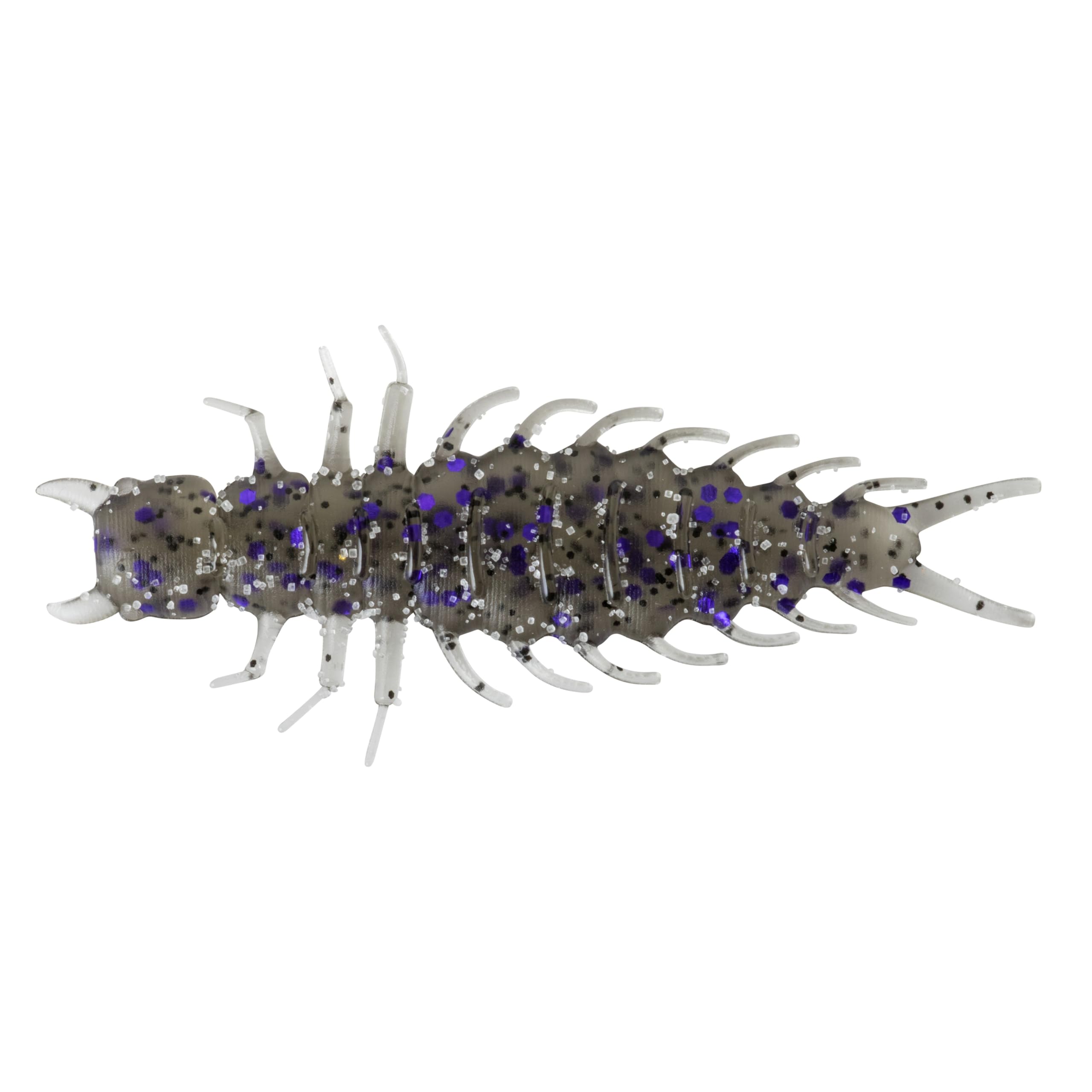 Great Lakes Finesse Juicy Hellgrammite Soft Plastic Fishing Lure - Smoke Clear Purple Flake