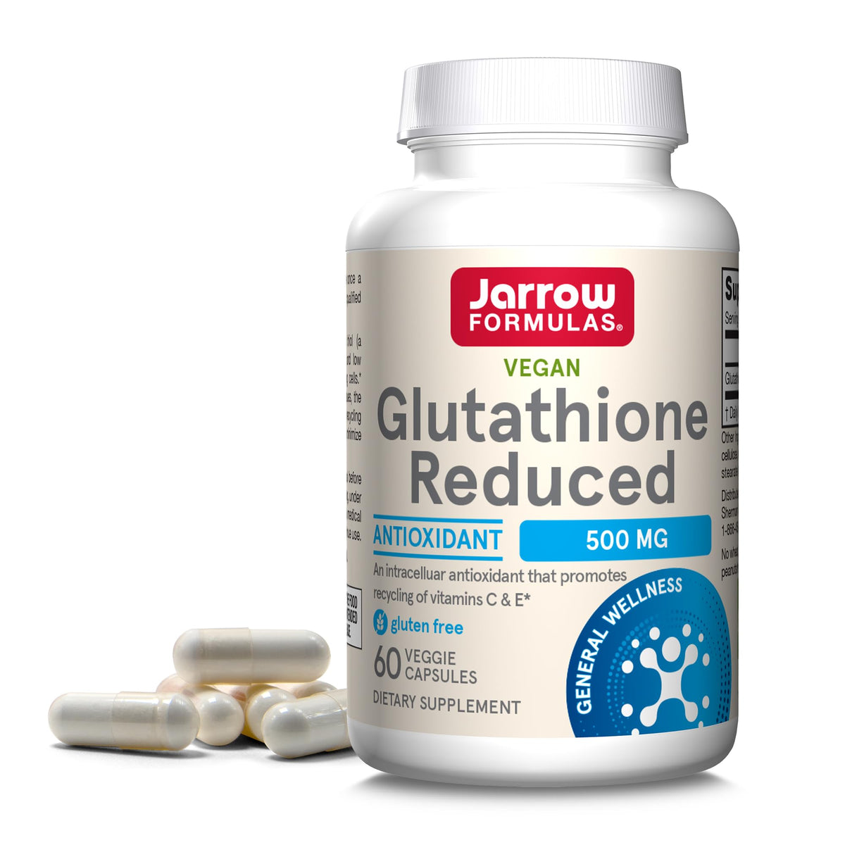 Jarrow Formulas Reduced Glutathione: 500mg (60 Veggie Caps)