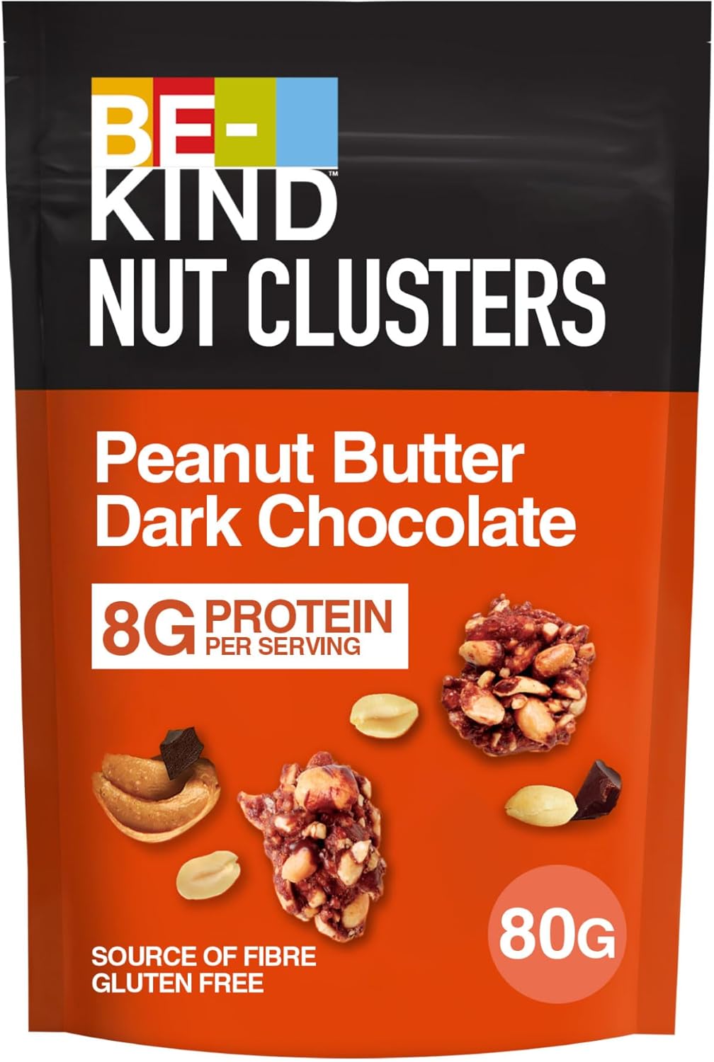 Be Kind Peanut Butter Chocolate – 80 g Nut Chunks, Gluten-Free, High Fiber