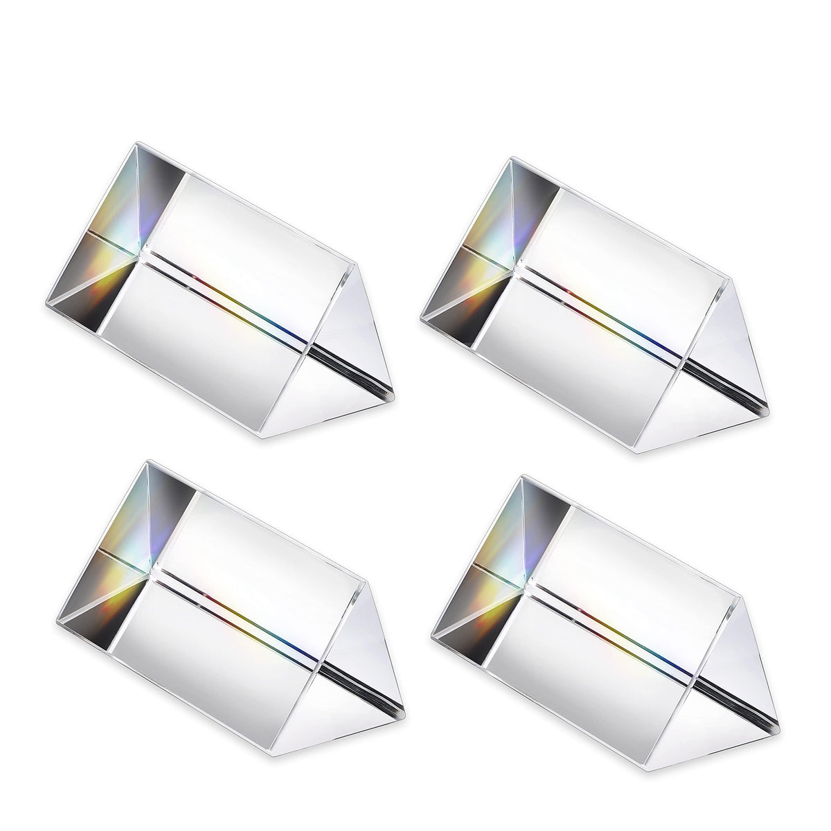NALACAL Optical Glass Prisms Set - 4pcs Crystal Triangular Prisms for Rainbow Light Experiments & Decor