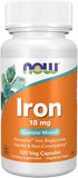 NOW Iron Supplement (18mg, 120 Veg Capsules) - Supports Energy & Wellbeing