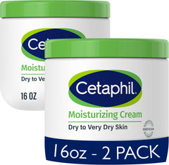Cetaphil Moisturizing Cream – 16 oz (2-Pack), Fragrance-Free & Hypoallergenic
