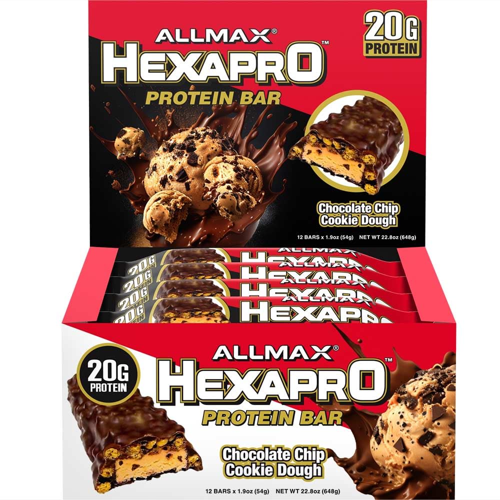 ALLMAX, Hexapro™, Protein Bar, Chocolate Chip Cookie Dough, 12 Bars, 1.9 oz (54 g) Each
