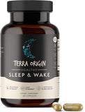 TERRA ORIGIN Sleep, GABA, Chamomile, Valerian, PassionFlower| Healthy Sleep & Wake. Restful Sleep and Awake Refreshed. Non-GMO, Vegan, Gluten Free | 5mg Melatonin, L-Tryptophan - 60 Capsules