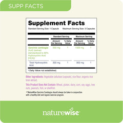 Naturewise Garcinia Cambogia - 60% HCA Concentration Extract, Natural Support for Weight Goals and Energy Levels - Vegan, Non-GMO, Gluten Free - 90 Capsules[1-3 Month Supply]