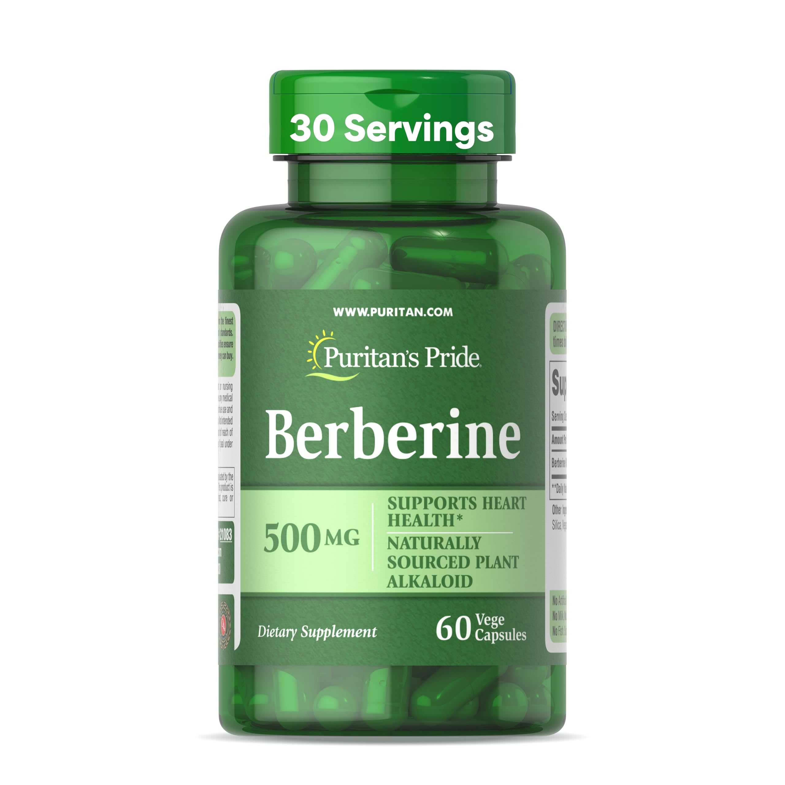 Puritan's Pride Berberine 500mg Capsules - 60 Count for Metabolic Support