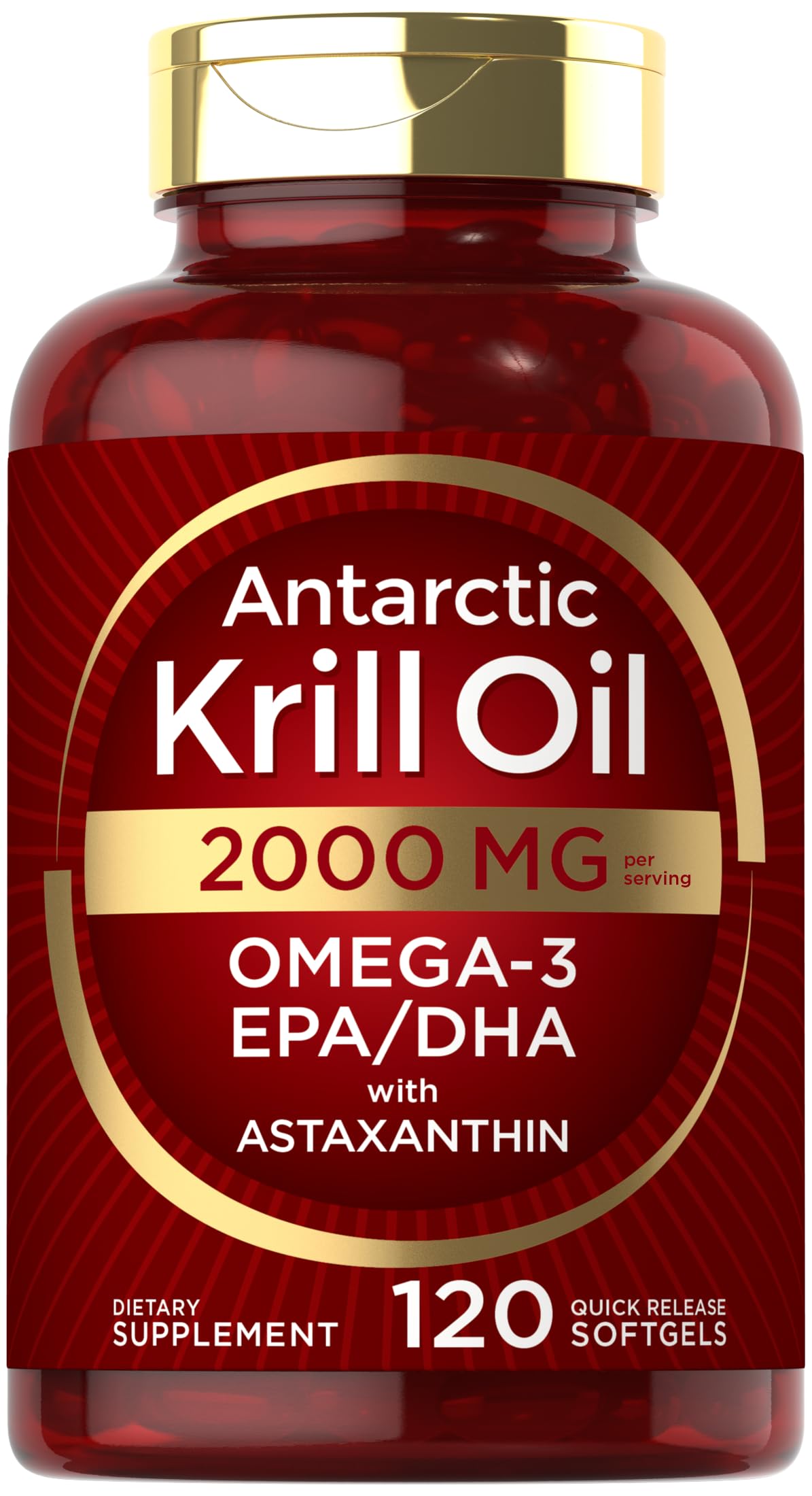 Carlyle Antarctic Krill Oil 2000mg | Maximum Strength Omega-3 with Astaxanthin 120 Softgels