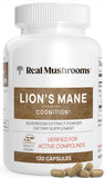 Real Mushrooms Lion's Mane Cognition Capsules - 120 Pieces for Brain Health