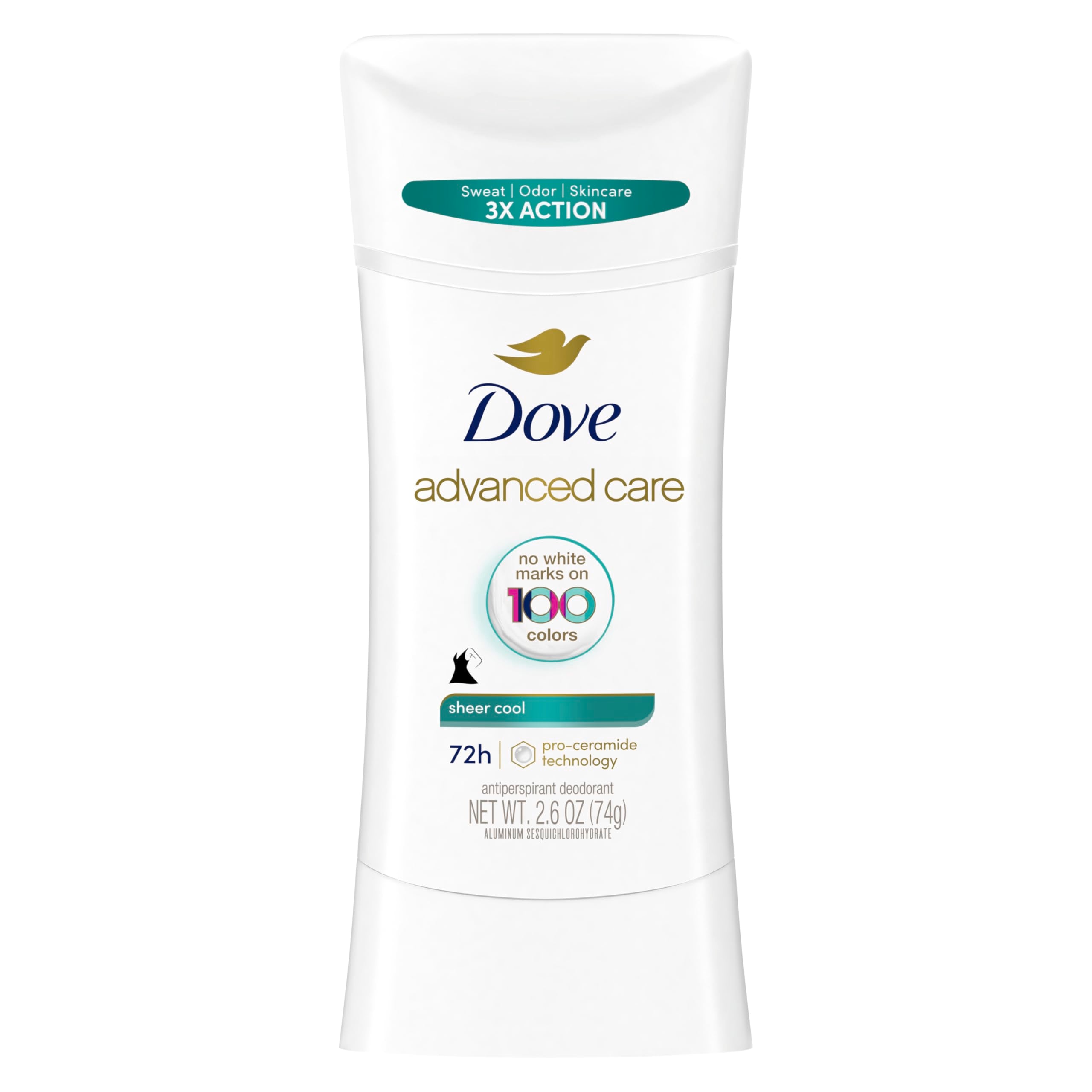 Dove Advanced Care Invisible Antiperspirant Deodorant Stick - No White Marks, Sheer Cool, 2.6 oz