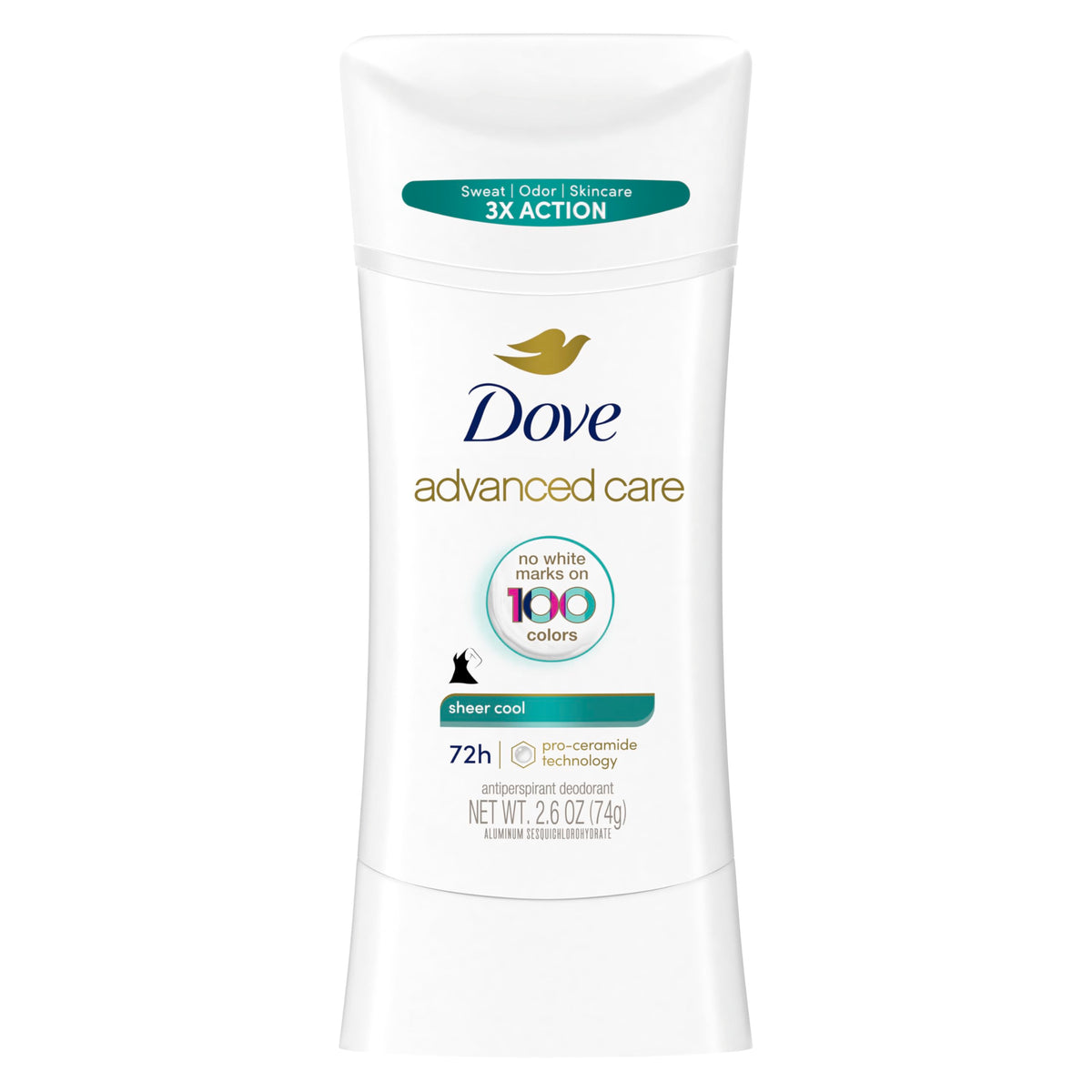 Dove Advanced Care Invisible Antiperspirant Deodorant Stick - No White Marks, Sheer Cool, 2.6 oz