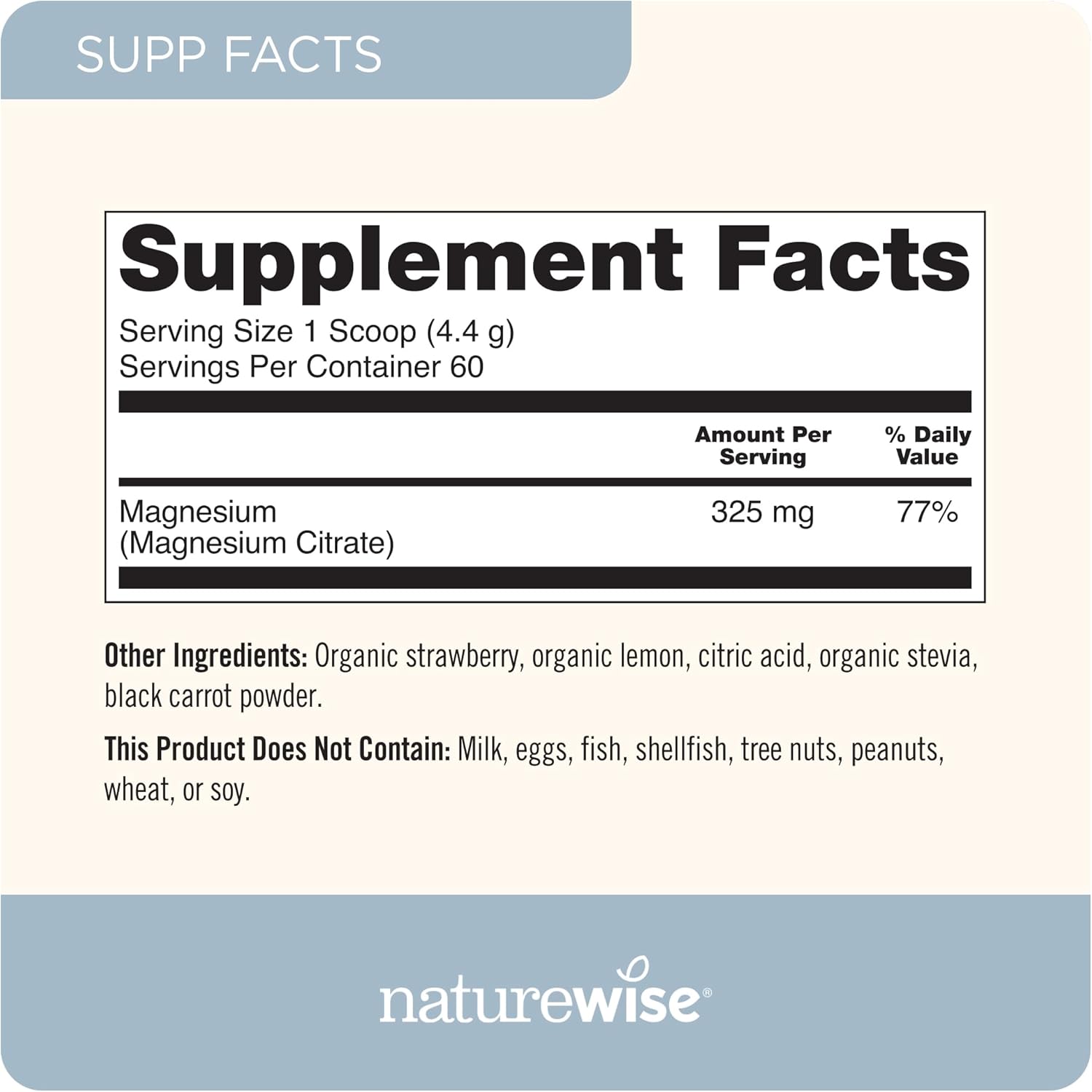 NatureWise Magnesium Citrate Powder 325 mg - for Sleep Support + Calm + Muscle & Bone Health - Strawberry Lemonade Flavor - Non-GMO, Gluten-Free - 60 Servings[2-Month Supply]