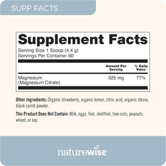 NatureWise Magnesium Citrate Powder 325 mg - for Sleep Support + Calm + Muscle & Bone Health - Strawberry Lemonade Flavor - Non-GMO, Gluten-Free - 60 Servings[2-Month Supply]