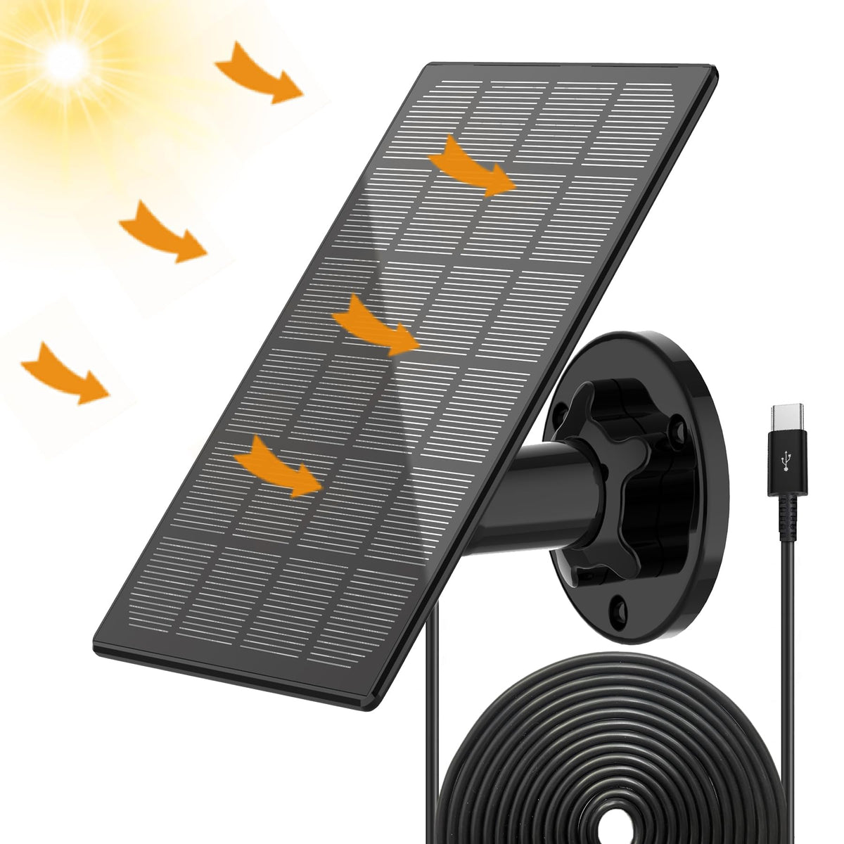 IP66 Waterproof Solar Panel Charger for Outdoor Security Cameras (Continuous Power Supply)