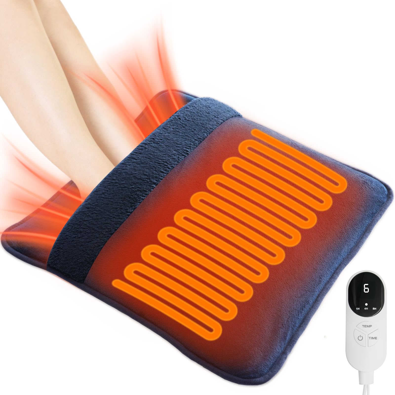 Heated Electric Foot Warmer Pad - Double-Sided, 6 Settings, 3 Timers