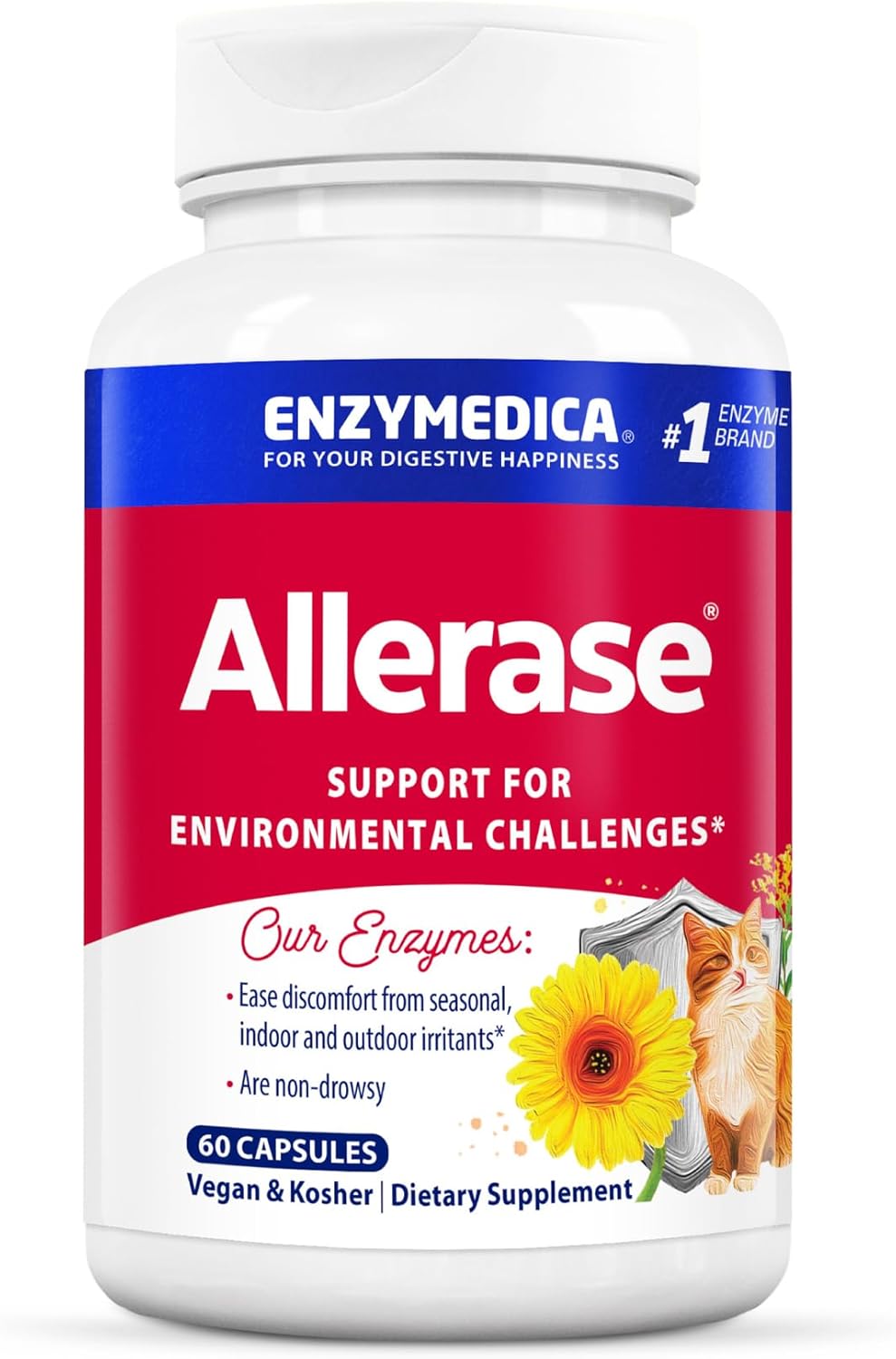Enzymedica Allerase: Natural Allergy Support Formula, 60 Capsules