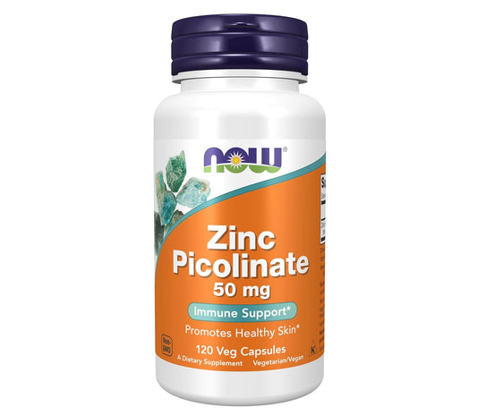 NOW Foods Supplements, Zinc Picolinate 50 mg, Supports Enzyme Functions*, Immune Support*, 120 Veg Capsules (Packaging may vary)