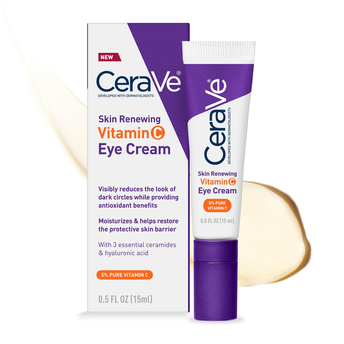 CeraVe Under Eye Repair Cream - Vitamin C, Hyaluronic Acid & Ceramides for Sensitive Skin
