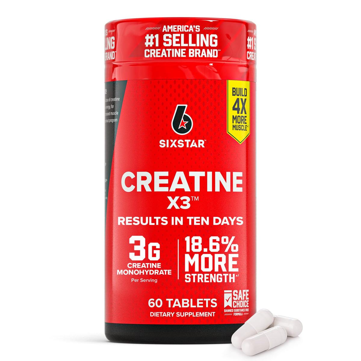 Six Star Elite Series Creatine X3 - 60 Tablets for Muscle Growth & Strength