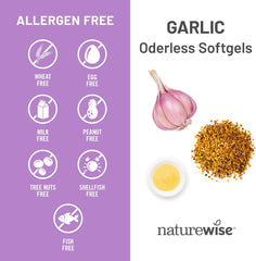 NatureWise Odorless Garlic Pills 1500 mg - with Royal Bee Jelly & Pollen - Herbal Supplement for Heart Health + Immune System + Antioxidants - Gluten-Free, Non-GMO - 60 Softgels [2-Month Supply]