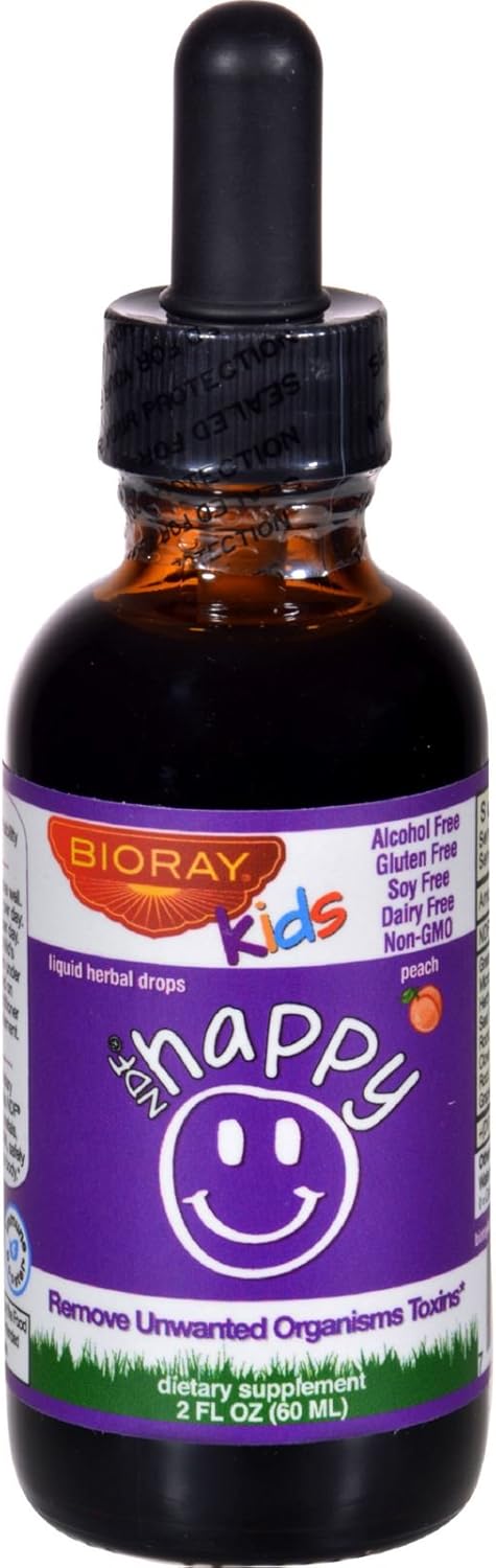 BIORAY Kids NDF Happy - Peach Flavor - Gentle Detox & Support - 2 fl oz