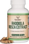 Rhodiola Rosea Supplement 500mg (120 Vegan Capsules) - Natural Stress Support by Double Wood