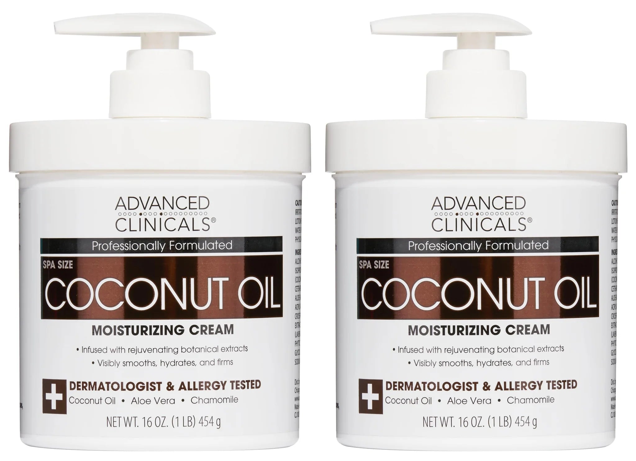 Advanced Clinicals Coconut Oil Cream: Deeply Moisturizing Lotion (2-Pack)