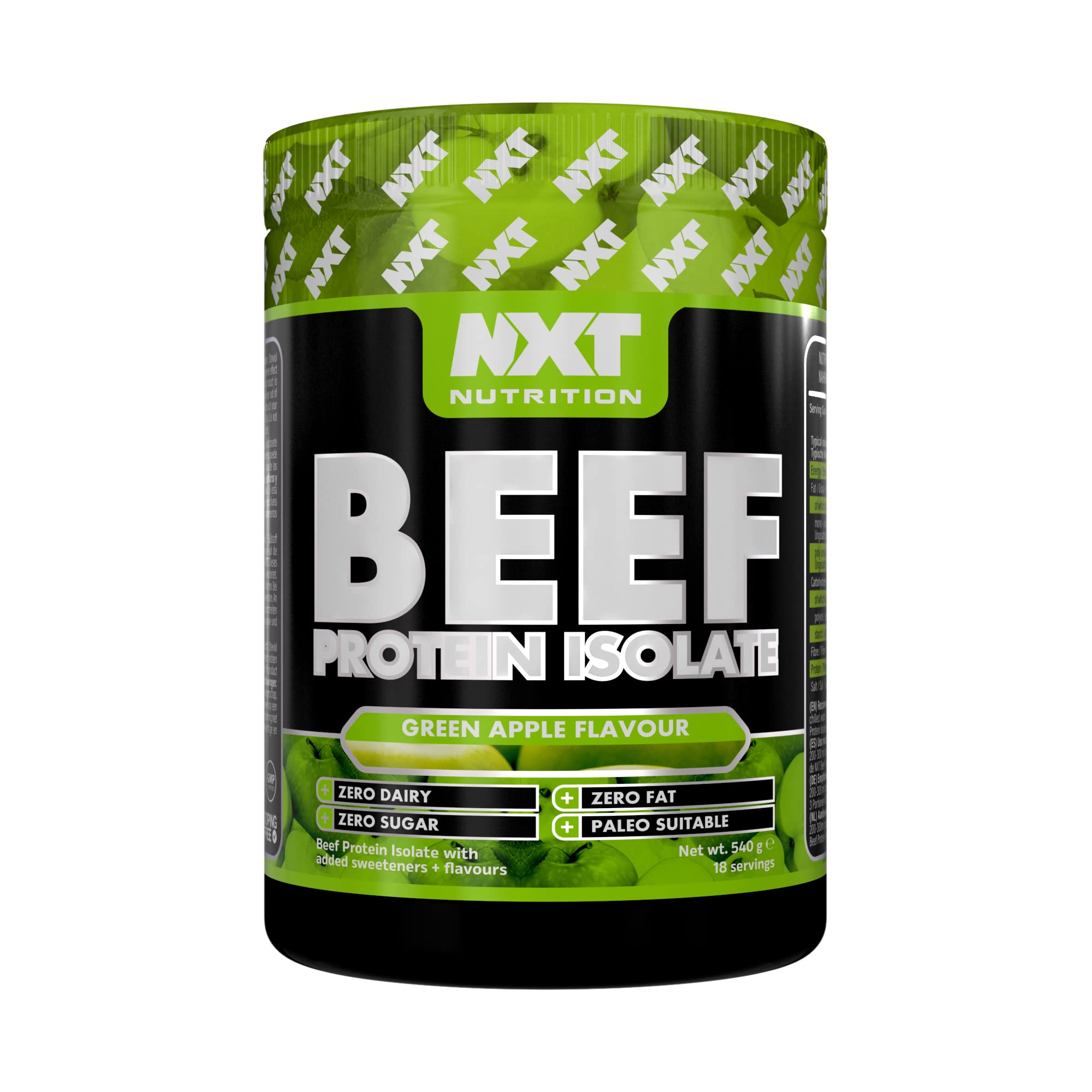 NXT Beef Protein Isolate 540g Green Apple - High Protein Dairy-Free Keto Friendly