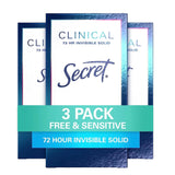 Secret Clinical Strength Women's Antiperspirant Deodorant, Unscented, 1.6 oz (3-Pack)