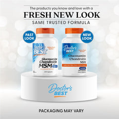 كبسولات الجلوكوزامين وشوندرويتين وميثيل سلفونيل ميثان من Doctor's Best مع OptiMSM، تدعم بنية المفاصل الصحية ووظيفتها وراحتها، خالية من الكائنات المعدلة وراثيًا وخالية من الجلوتين والصويا، 240 كبسولة (عبوة واحدة) 